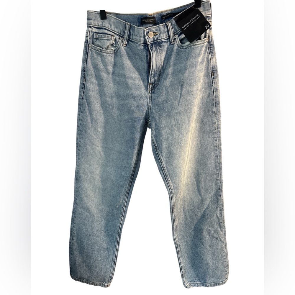 NWT Banana Republic High Rise Straight Ankle Jeans Size 29 Regular Light Wash